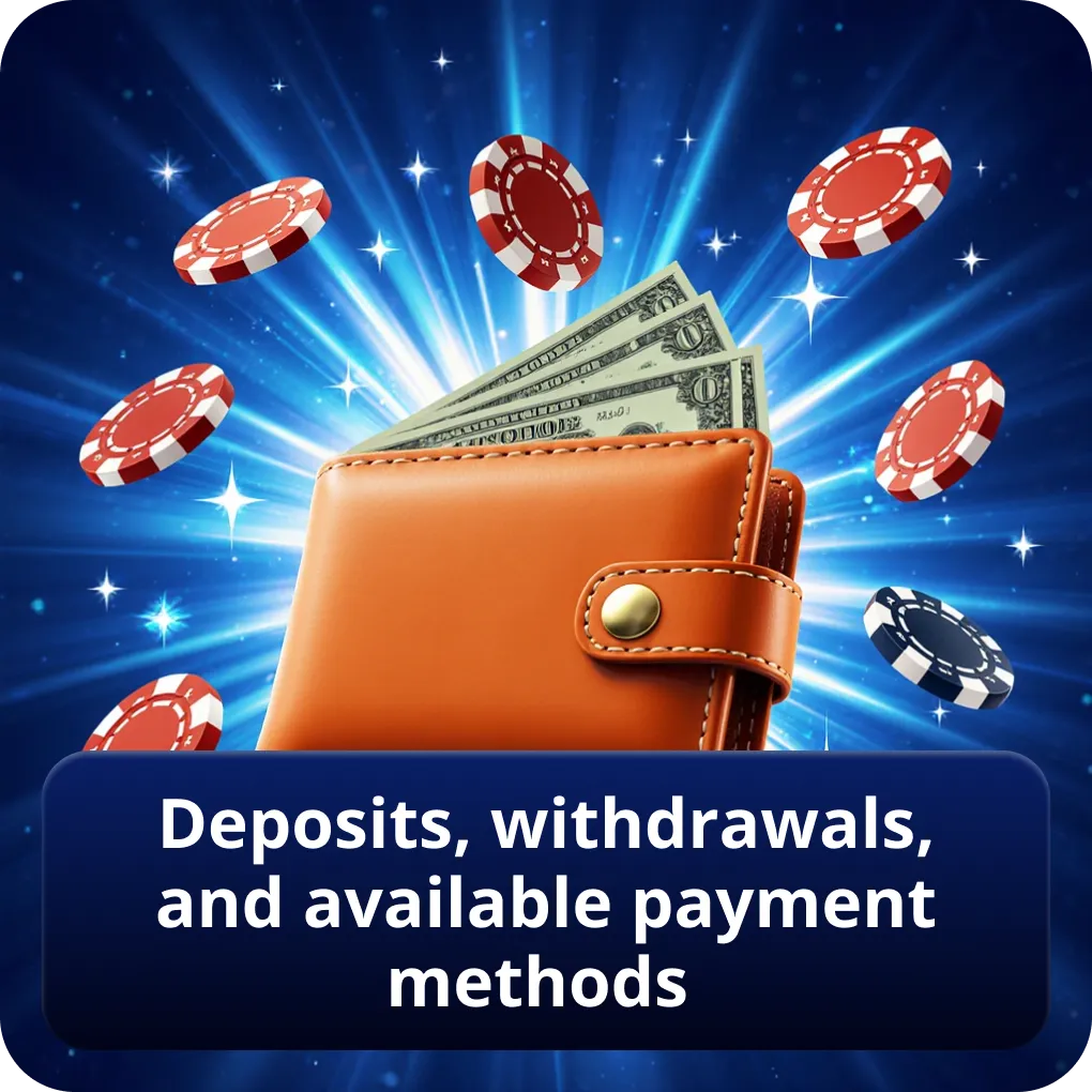 Deposits, withdrawals, and available payment methods